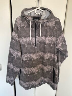 Ezekiel Gray Palm-Print Hooded Windbreaker XL